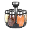 Rotating 7 Piece Glass & Stainless Steel Spice Caddy